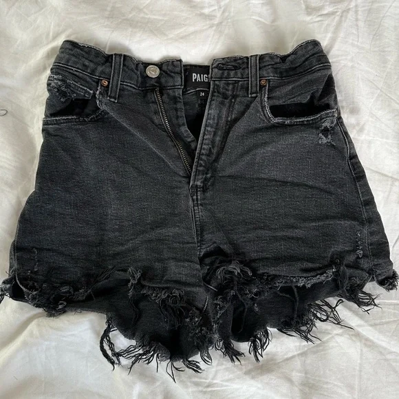 Paige Women’s Dani Cut Off Shorts Black Size 24 - Picture 10 of 12